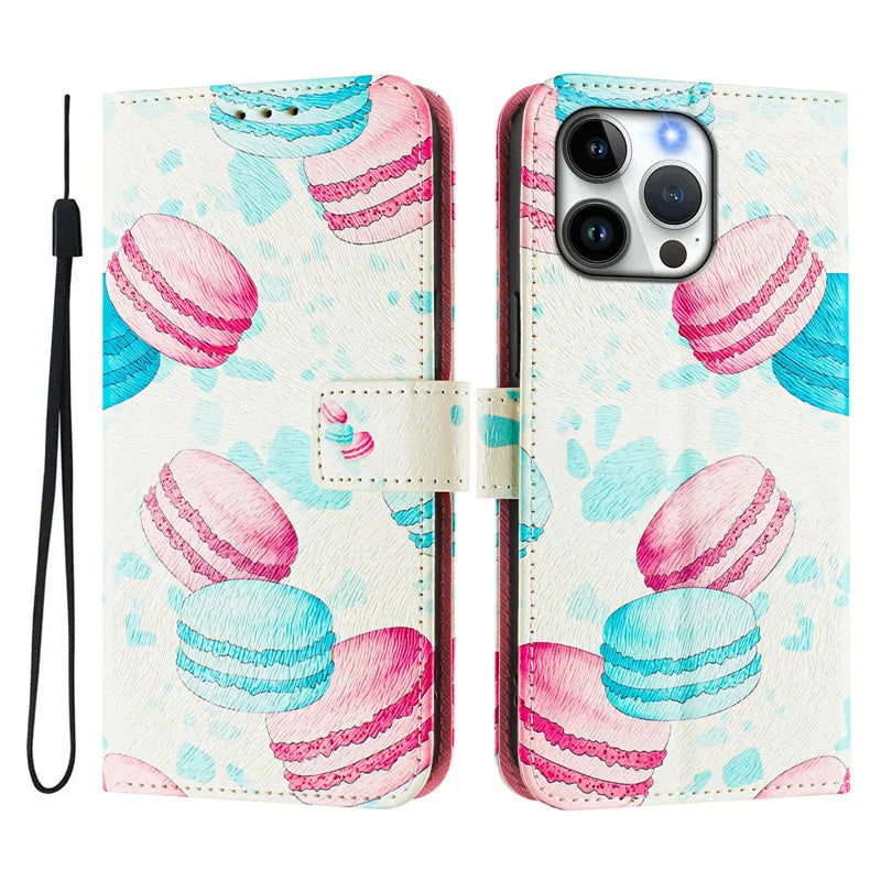 13 Funda de teléfono de cuero para iPhone 13 12 Mini 11 Pro 13Pro 12Pro Max 11Pro Coque Flip Cover Wallet fundas pintadas magnéticas gato oso