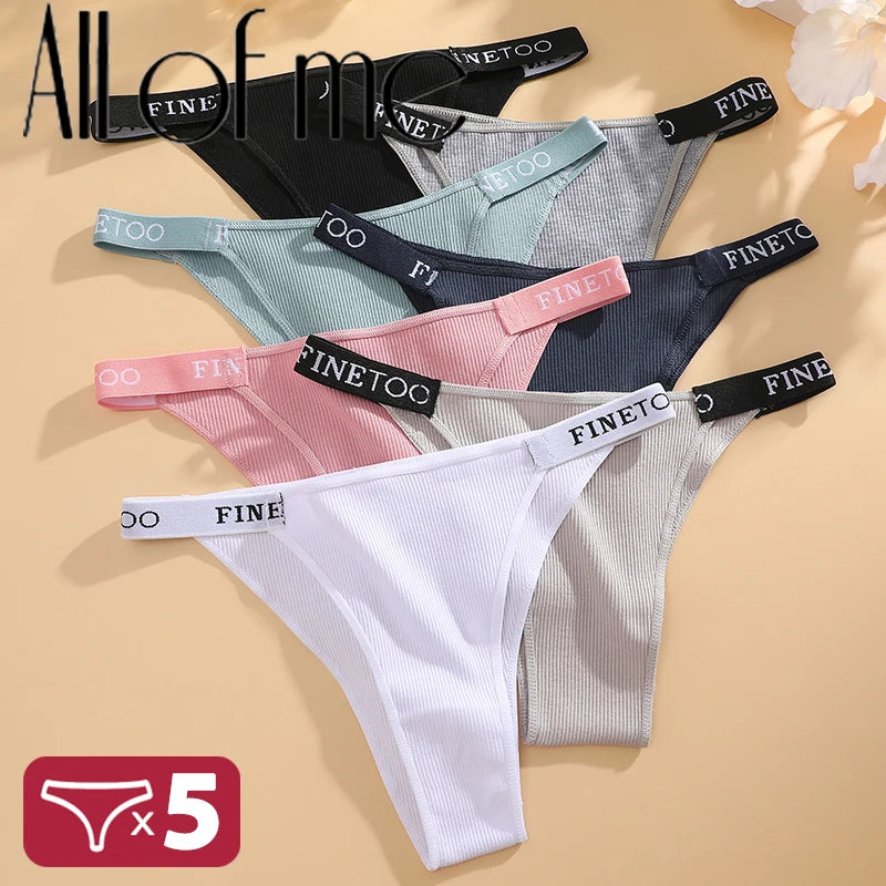 5 unids/set de lencería Sexy para mujer, bragas de algodón con letras Finetoo, calzoncillos femeninos de cintura baja, ropa interior cómoda, ropa interior íntima para mujer