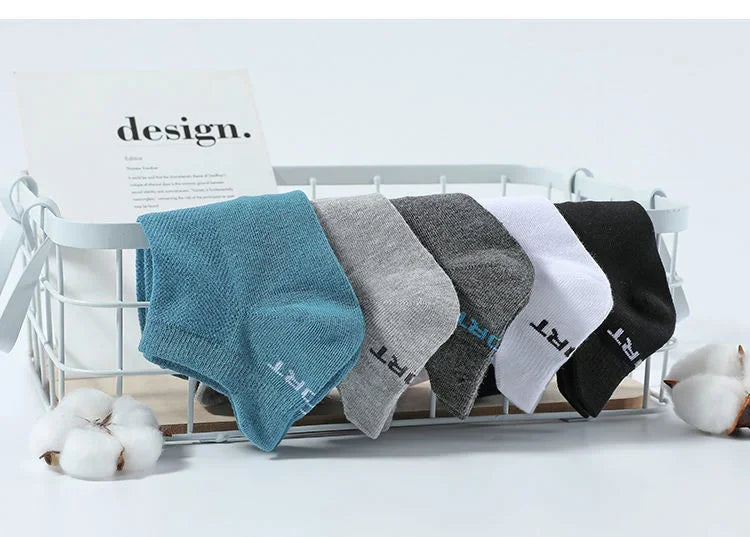 5 pares de calcetines tobilleros de alta calidad para hombre, calcetines deportivos de algodón transpirables, calcetines de malla informales atléticos de verano de corte fino corto Sokken talla 38-45