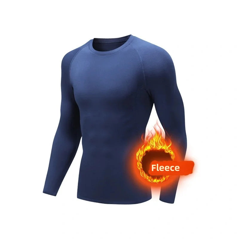 Camisetas interiores para hombre, ropa interior térmica de invierno para hombre, forro polar fino, compresión elástica, Fitness para deportes de invierno, ropa de primera capa