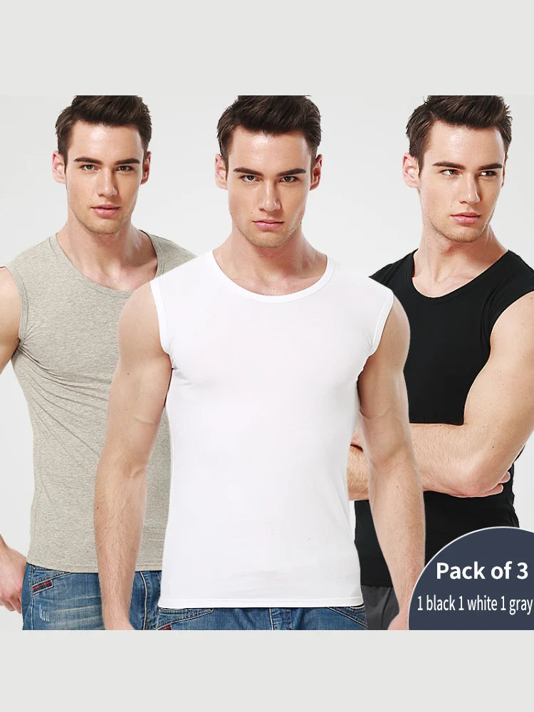 Chaleco ajustado de algodón sin mangas para hombre, 1/3 piezas, con Color de fondo, para ejercicio cómodo y fitness, camiseta sin mangas con
