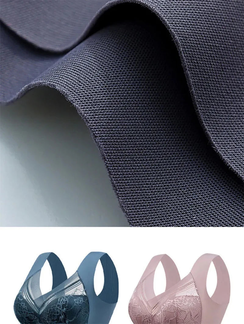 L-6L sujetador grande para mujer, Push Up de seda helada, Bralette superior sin costuras, sujetadores de encaje inalámbricos para verano, Top de talla grande, lencería, ropa interior 15019