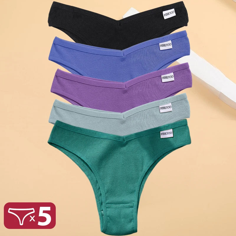 5 unids/set de bragas de lencería de algodón, ropa interior Sexy para mujer, Tangas, calzoncillos femeninos, bragas tipo Tanga, Bikini sólido de 13 colores