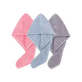 Toalla para el cabello de color sólido Gorro para el cabello seco texturizado 9,8 "X 25,5" toalla absorbente para el cabello para mujeres con botones