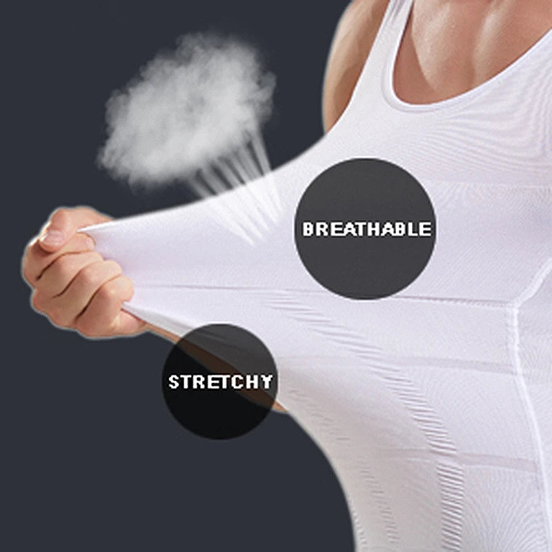 Chaleco moldeador de cuerpo adelgazante para hombre, camisa Abs para Abdomen, entrenamiento de gimnasio delgado, Control de barriga, camiseta sin mangas de compresión, ropa moldeadora sin mangas