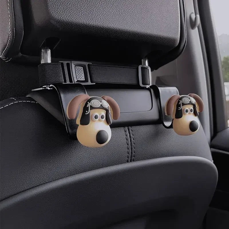 Gancho trasero para asiento de coche con cabeza de perro, decoración tridimensional 3D para asiento trasero de coche, accesorios decorativos para Interior