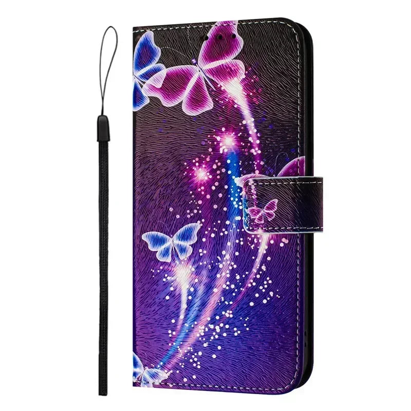 13 Funda de teléfono de cuero para iPhone 13 12 Mini 11 Pro 13Pro 12Pro Max 11Pro Coque Flip Cover Wallet fundas pintadas magnéticas gato oso