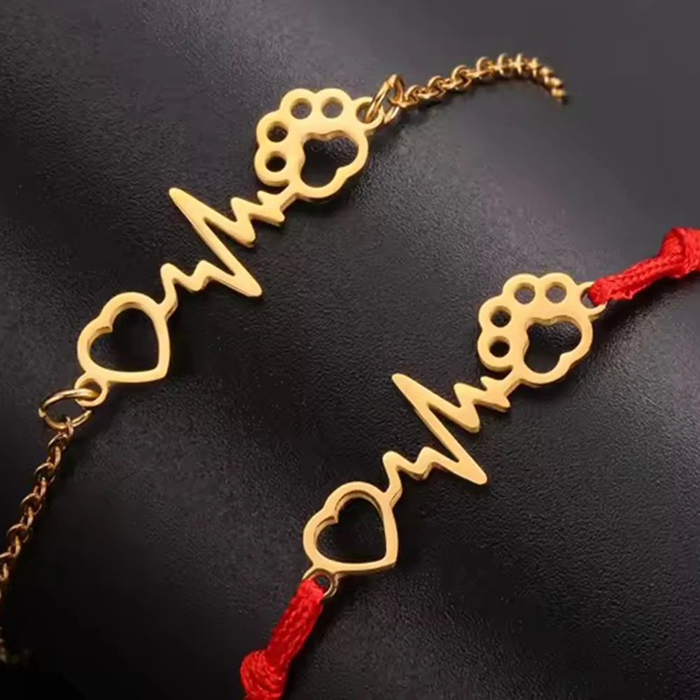 Cazador-abalorios con huella de pata de perro y gato, para fabricación de joyas, animales de acero inoxidable, 2 agujeros, colgantes DIY para pulsera y collar 2026
