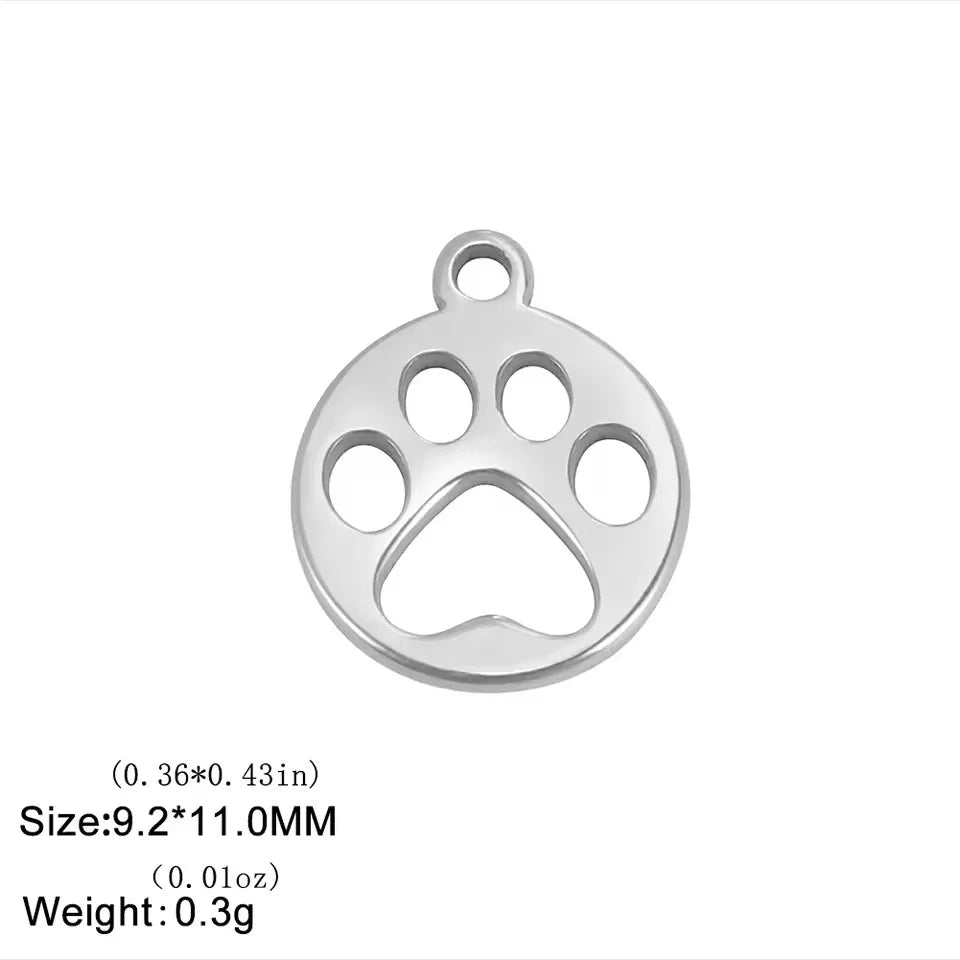 Cazador-abalorios de acero inoxidable con huella de pata de perro y gato, para hacer joyería DIY, bonito colgante de Animal para pulsera, pendientes y collar