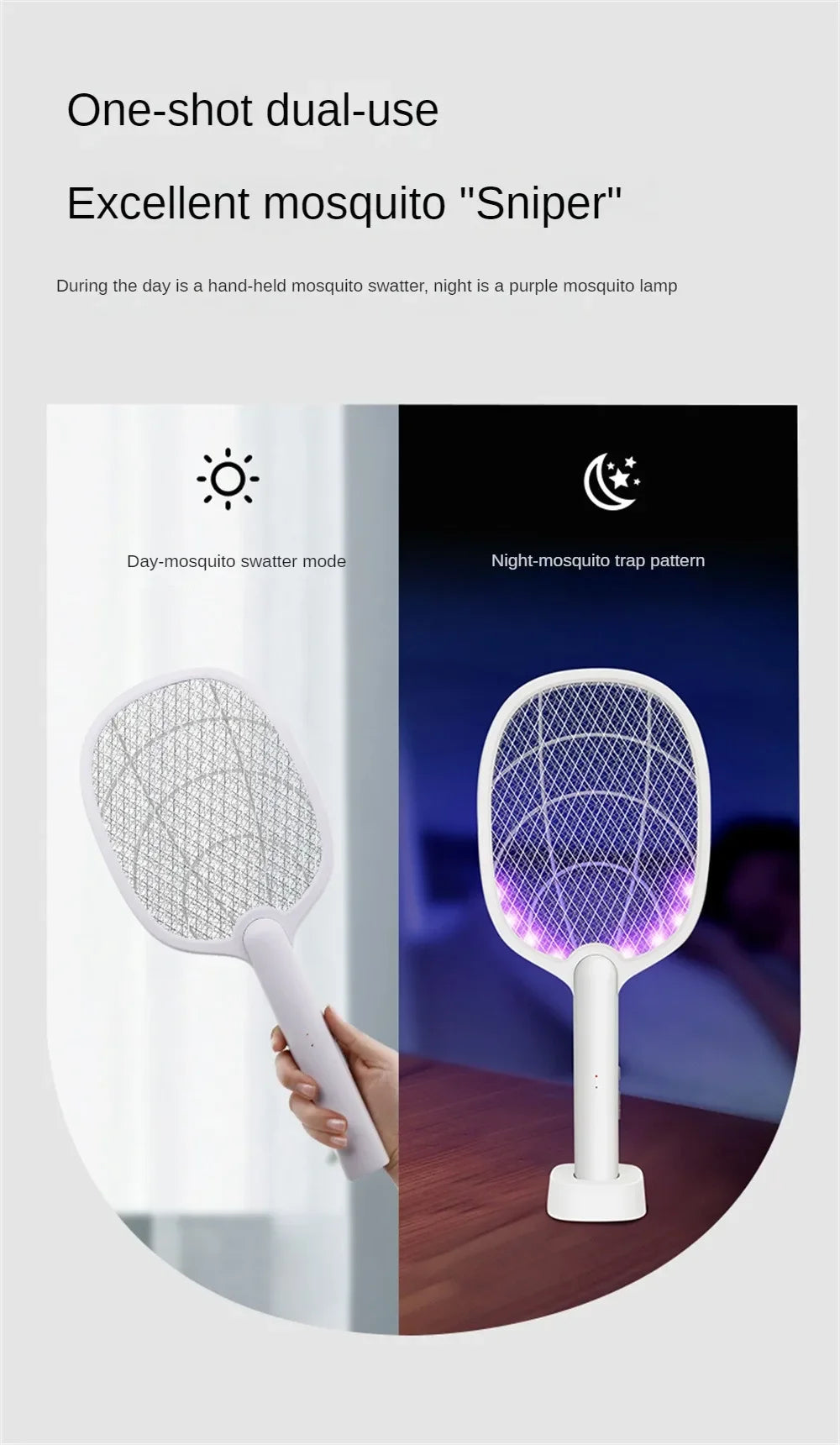 Lámpara antimosquitos, recargable por USB, eléctrica, plegable, mata mosquitos, raqueta, matamoscas, repelente de insectos, Zapper