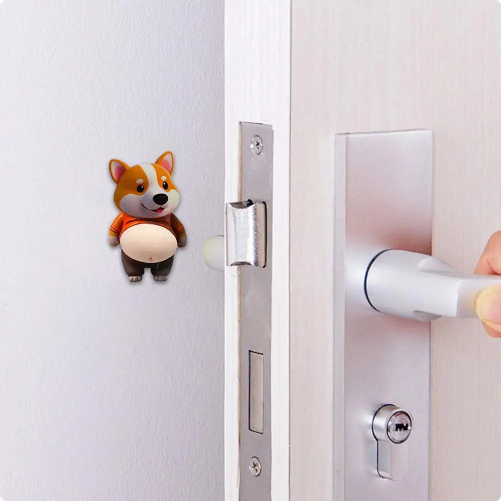 Pegatina 3D de silicona con diseño de Shiba Inu para puerta de coche, protector de parachoques, juguete decorativo y divertido para la carrocería del coche.