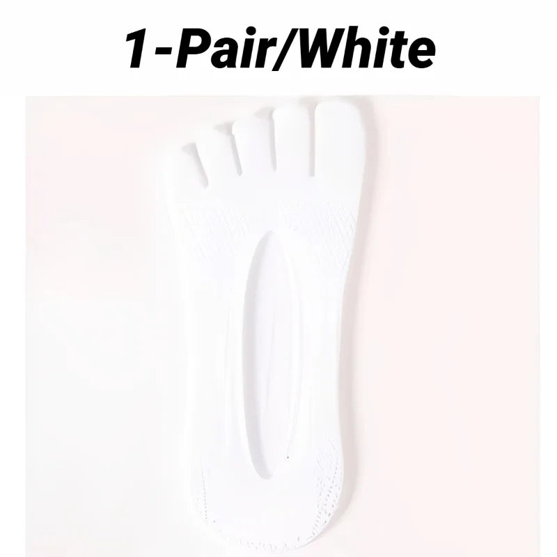 1/5 Pares de Calcetines Invisibles de Verano para Hombre, Calcetines de Cinco Dedos, Finos, de Terciopelo, Antideslizantes, Transpirables, Elásticos, de Seda Suave