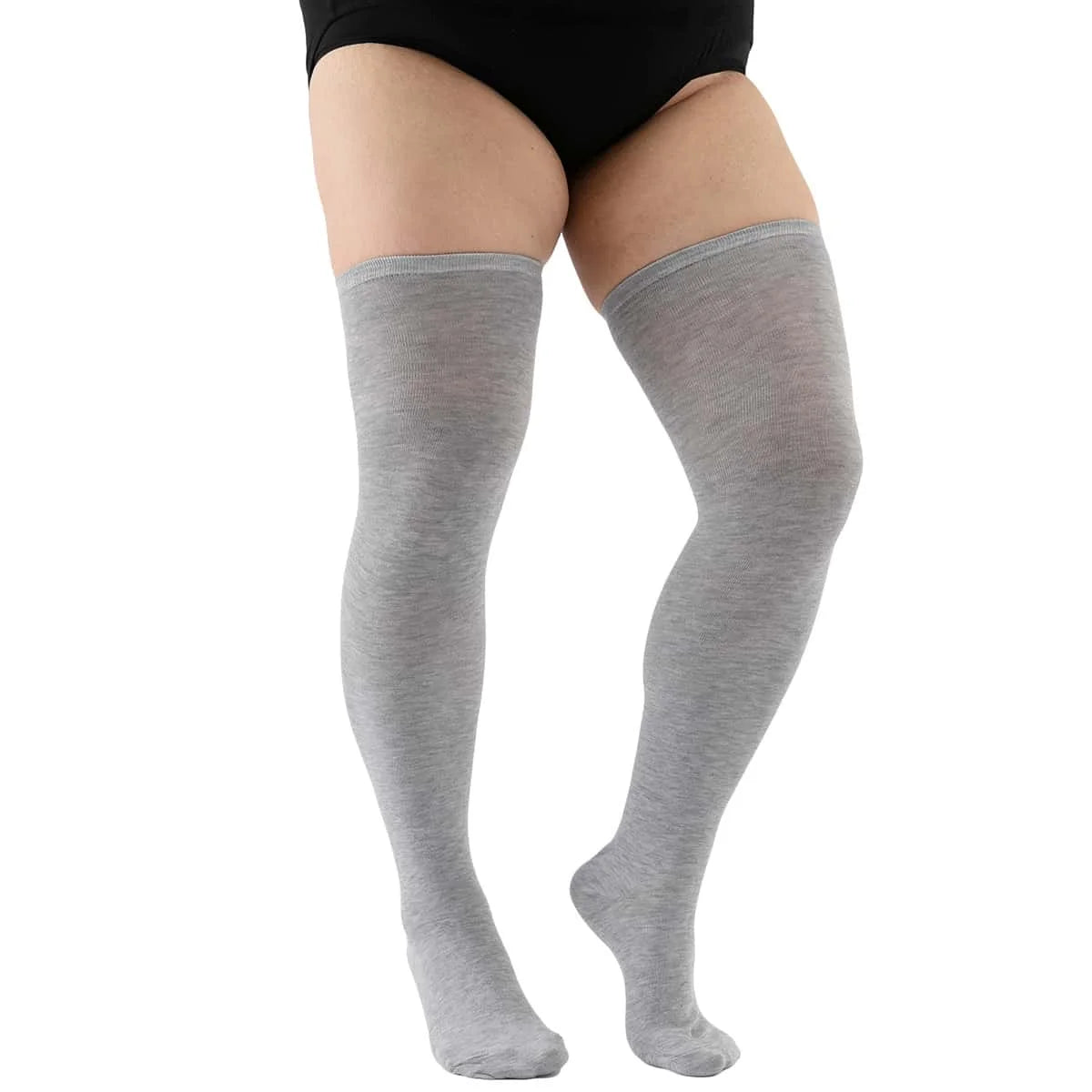 Calcetines largos a rayas blancas y negras, medias altas hasta el muslo elásticas por encima de la rodilla de talla grande, calentadores de piernas para Otoño e Invierno para mujeres de gran tamaño XL