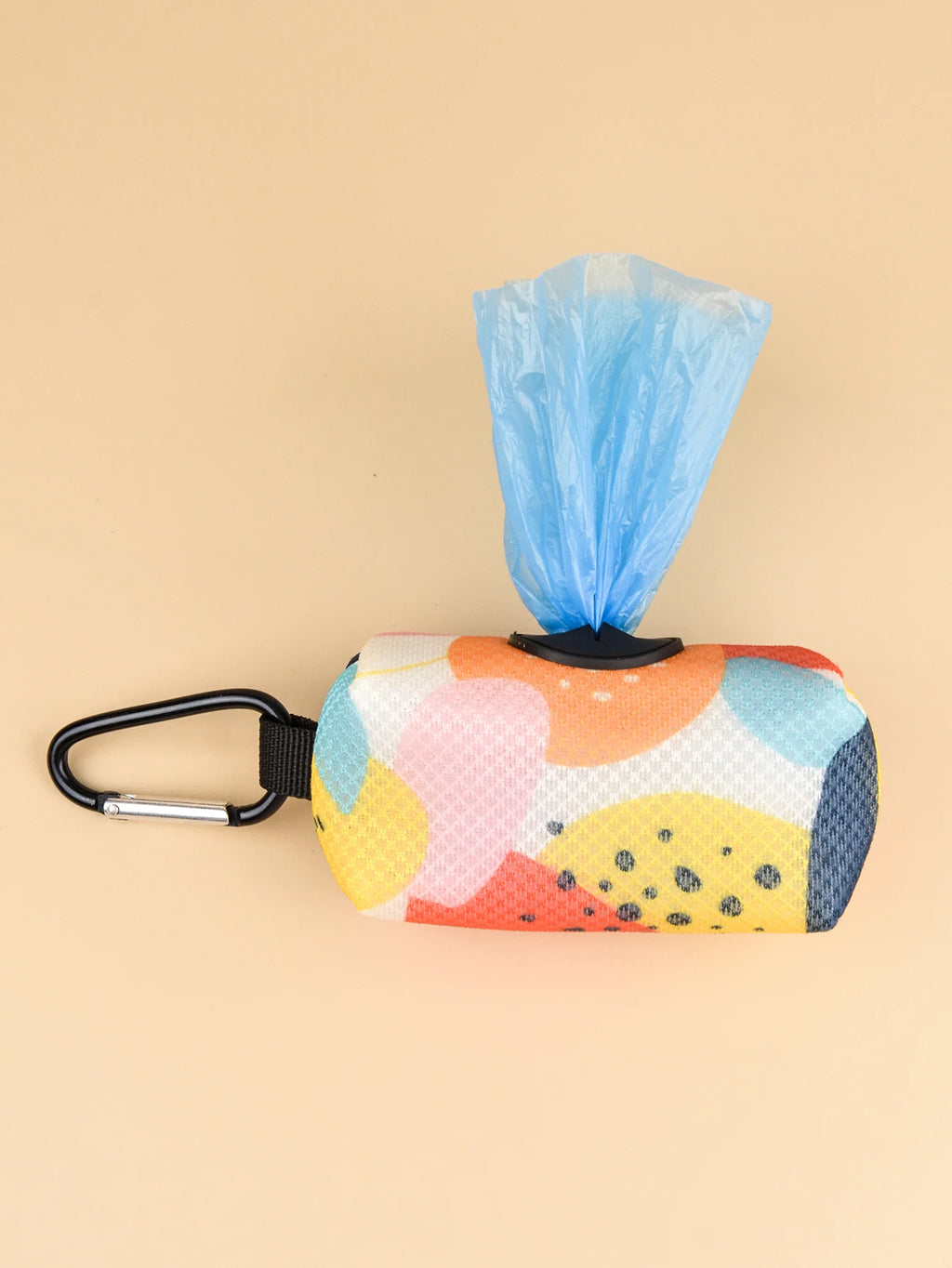 Dispensador de soporte para bolsa de excrementos de mascotas, diseño bonito con estampado abstracto, sin bolsa y correas para excrementos, se puede conectar con cualquier correa para perros