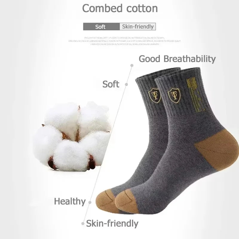 10 pares de medias deportivas de algodón transpirables para hombre, calcetines de fibra de bambú para otoño e invierno, desodorante con absorción de sudor, calcetines de negocios