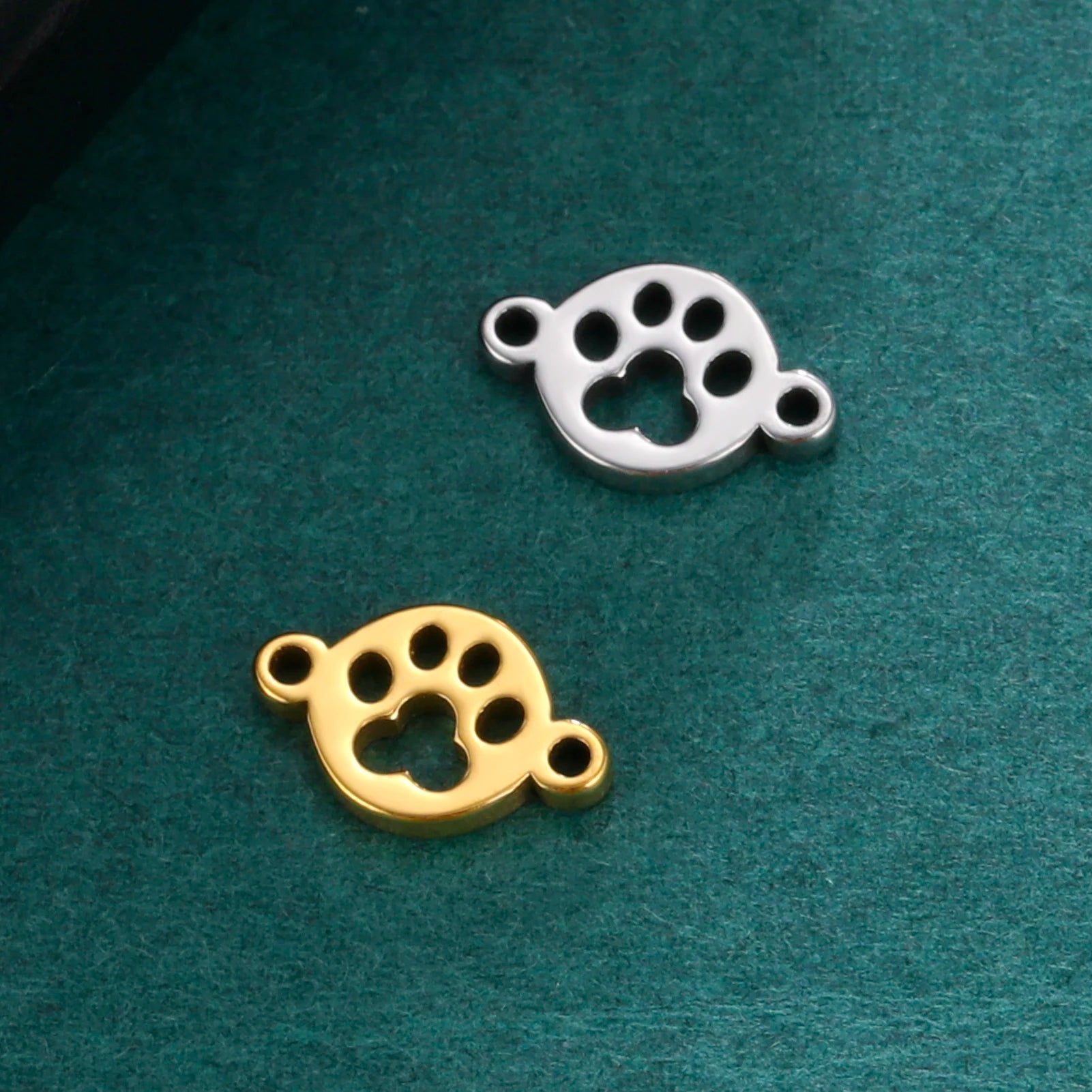 Cazador-abalorios con huella de pata de perro y gato, para fabricación de joyas, animales de acero inoxidable, 2 agujeros, colgantes DIY para pulsera y collar 2026