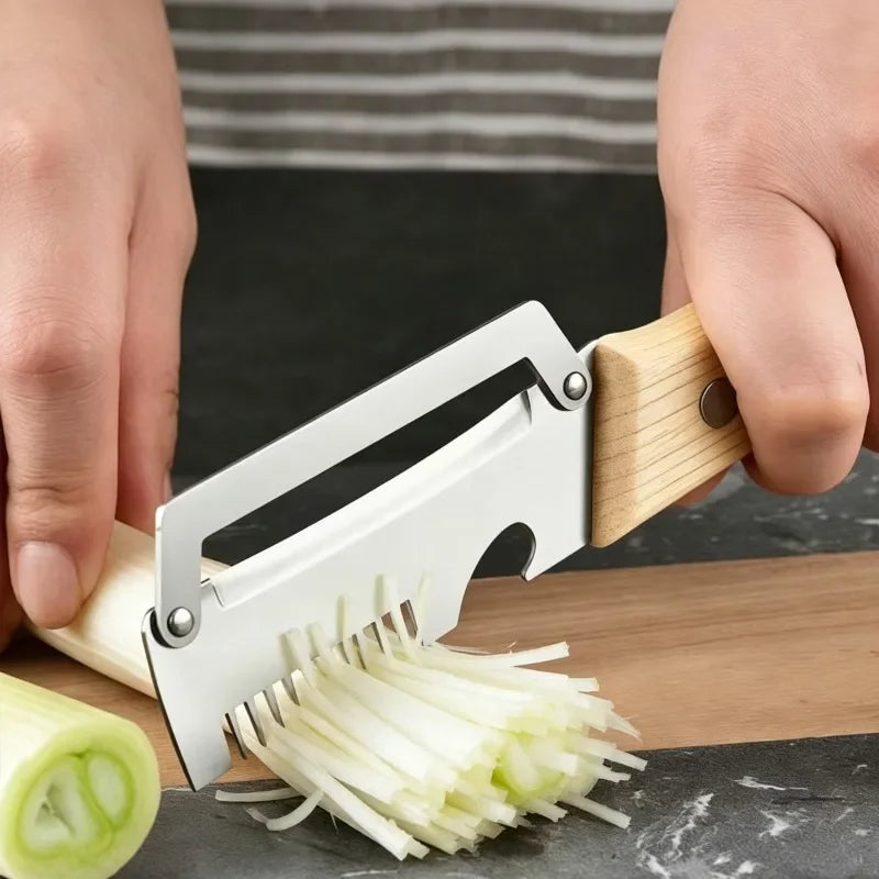 Pelador de Cocina de Acero Inoxidable con Mango de Madera para Pelar y Rebanar Frutas y Verduras, Utensilio de Cocina