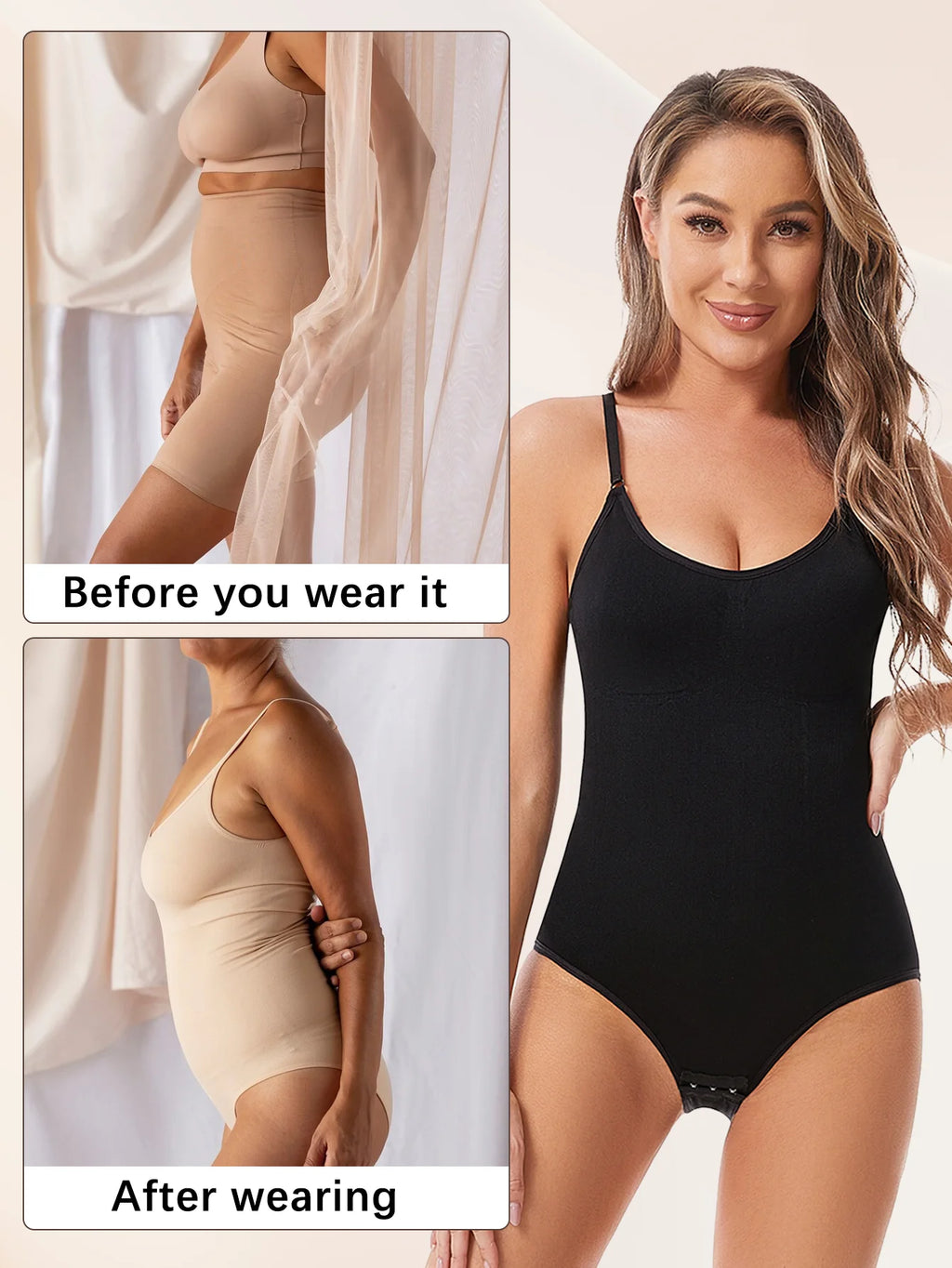 Envío Directo: Body Moldeador Sexy para Mujer, Sin Costuras, Levanta Glúteos, Suaviza la Figura, con Abertura en la Entrepierna, Alta Elasticidad