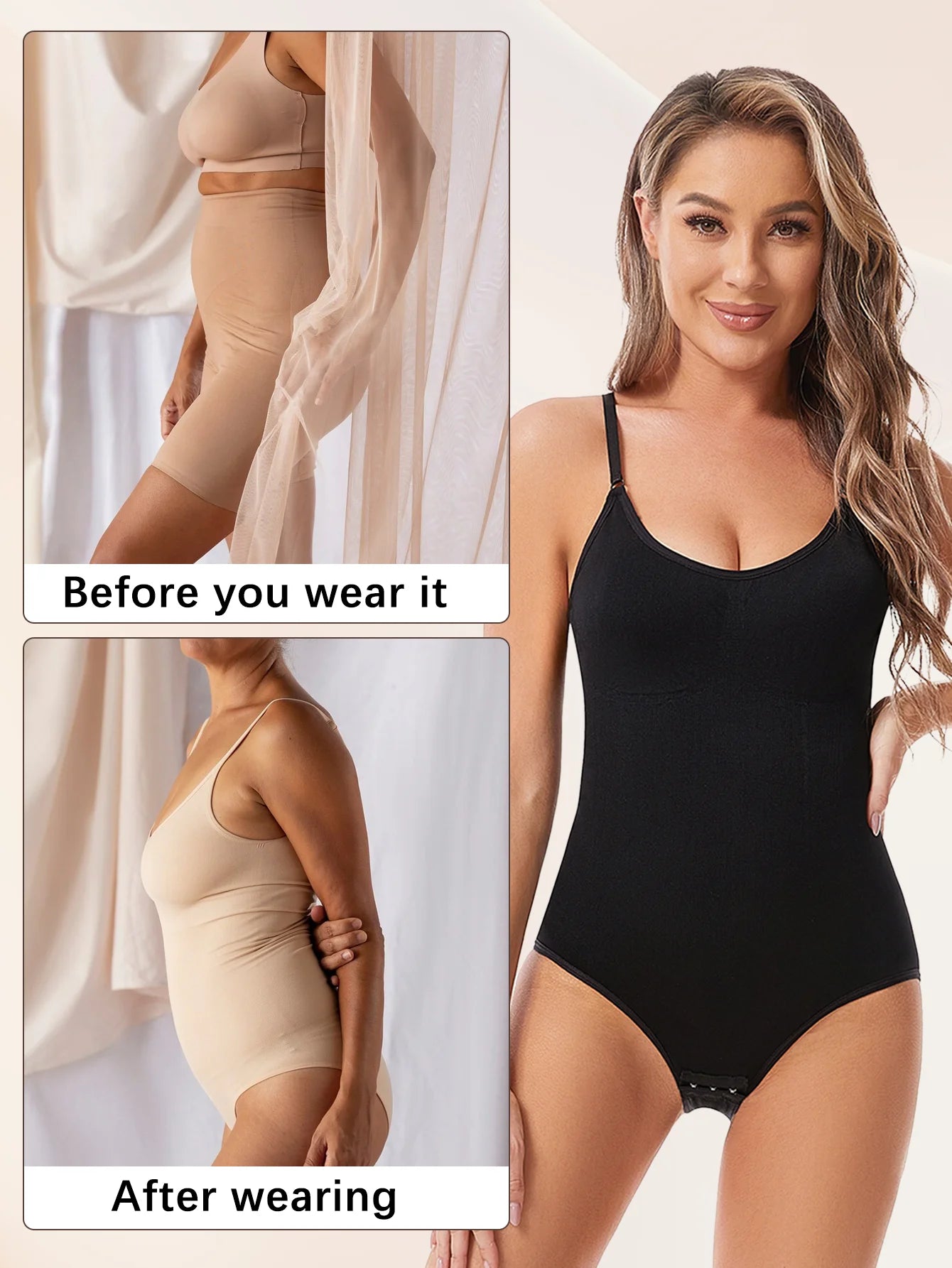 Envío Directo: Body Moldeador Sexy para Mujer, Sin Costuras, Levanta Glúteos, Suaviza la Figura, con Abertura en la Entrepierna, Alta Elasticidad