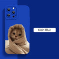 Funda de teléfono de silicona con dibujo de gato y perro para Samsung Galaxy A14 A34 A54 A13 A23 A33 A52 S23 Ultra S22 Plus S21 S20 FE en color Klein Blue.