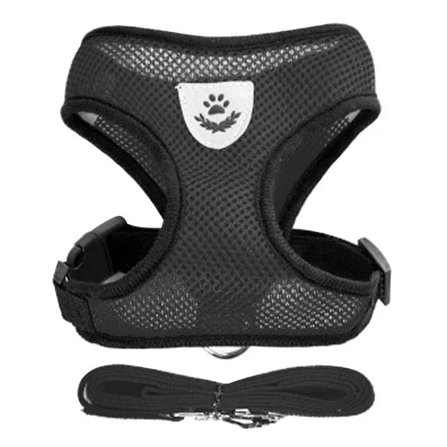 Arnés tipo chaleco para gatos, correa para pasear, collar para cachorros, arnés de malla ajustable de poliéster para perros pequeños y medianos, accesorios para mascotas