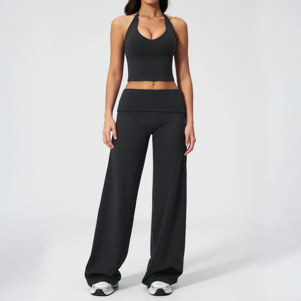 Conjunto Deportivo de Yoga para Mujer, Conjunto de Dos Piezas, Pantalones y Top, Traje Deportivo para Gimnasio, Yoga y Entrenamiento