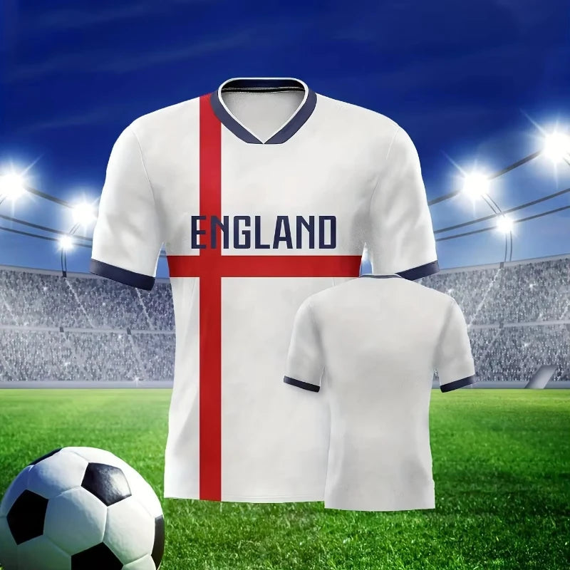 Camiseta de la UEFA Champions League |   Cuello en V y Mangas Cortas | Selección Nacional de Fútbol | Ropa de entrenamiento | Ropa Deportiva para Exteriores | Regalos Navideños