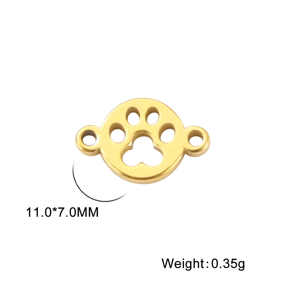 Cazador-abalorios con huella de pata de perro y gato, para fabricación de joyas, animales de acero inoxidable, 2 agujeros, colgantes DIY para pulsera y collar 2026