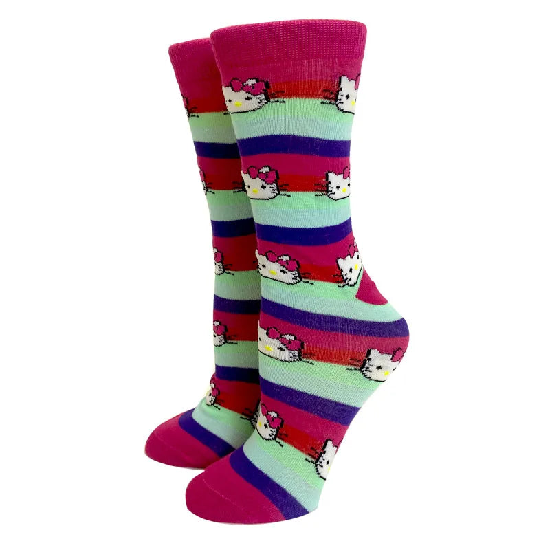 Anime nueva moda colorido divertido feliz Casual calcetines largos de mujer vestido Harajuku lindo gato de dibujos animados creativo hombres calcetines tamaño 35-44