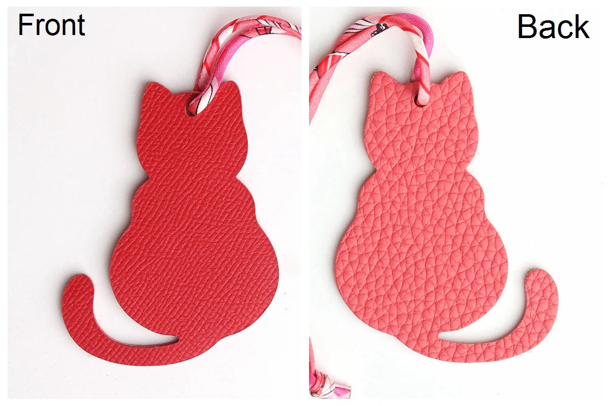 Llavero con doble cara de piel auténtica de grano completo de cocodrilo, gato de la suerte, cachorro, perro, caballo, mochila, colgante, Animal, bolso de mujer