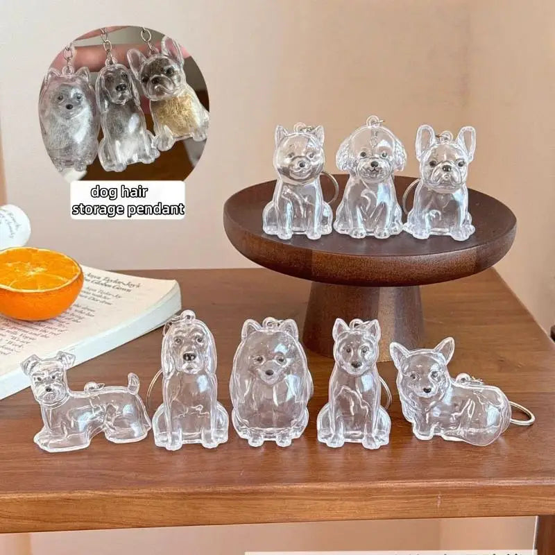 Cápsula de recuerdo de pelo de perro transparente, bolsa elegante, colgante, almacenamiento único, regalo, decoración conmemorativa