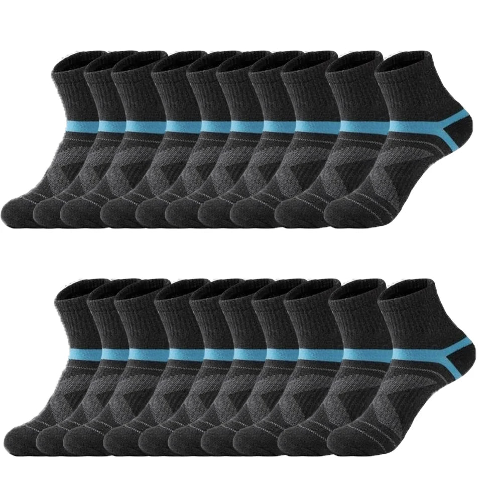 Lote de 3/5/10/20 pares de calcetines deportivos negros para hombre, calcetines informales para correr, Otoño Invierno, calcetines transpirables de alta calidad para hombre