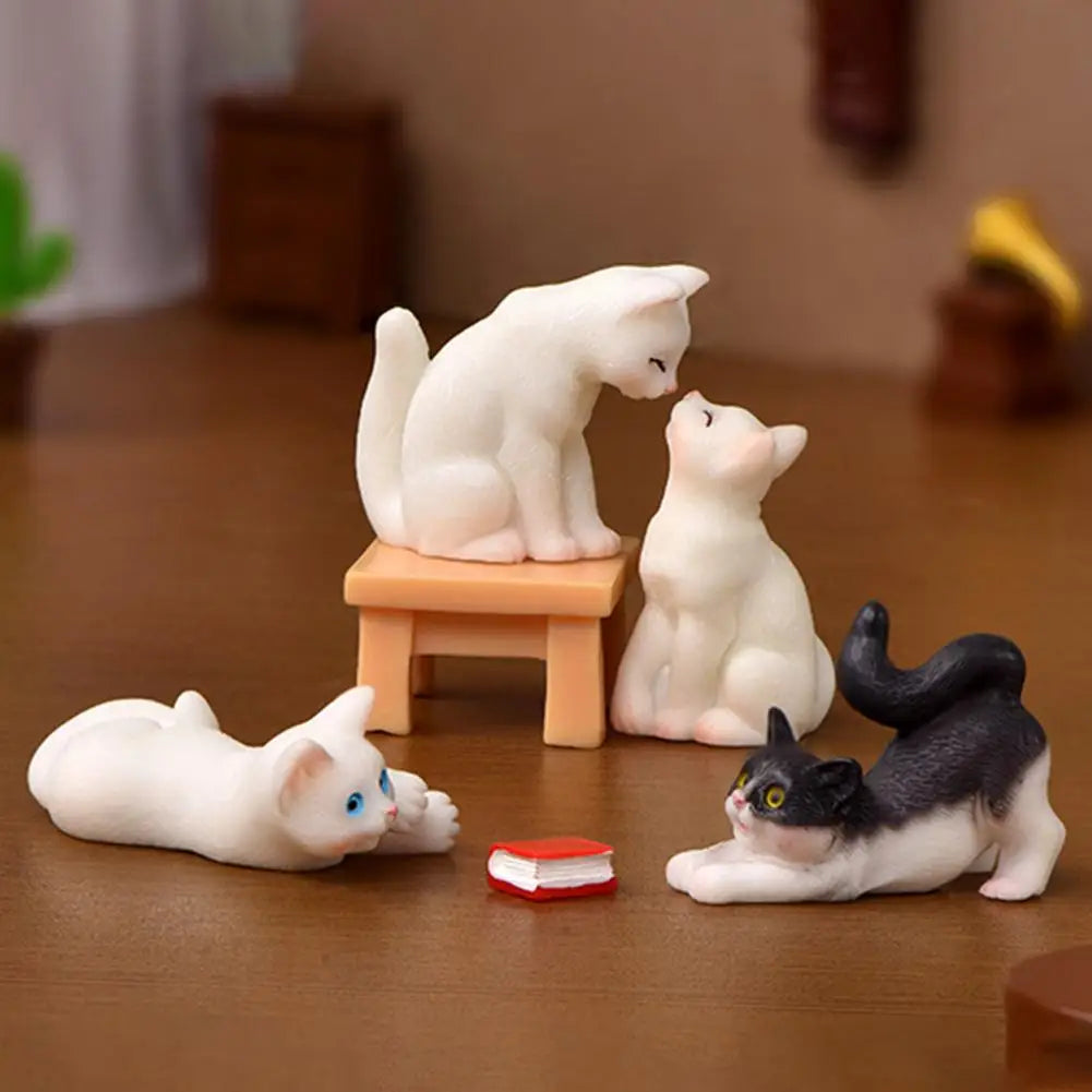 Mini adorno de gato Kawaii, estatua de gatito de jardín, regalo para niños, miniaturas, familia de gatos, figuritas decorativas, artesanías de gatos bonitos