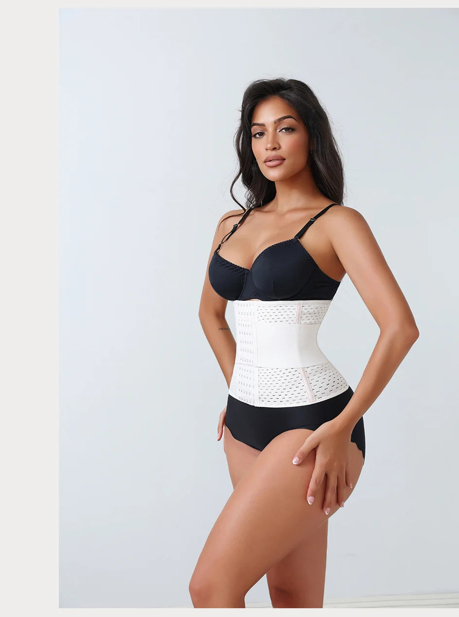 Nuevo Faja Reductora Ajustable para Mujer con Doble Cinturón de Neopreno y Cremallera, Corsé de Entrenamiento para Control Abdominal y Soporte Lumbar
