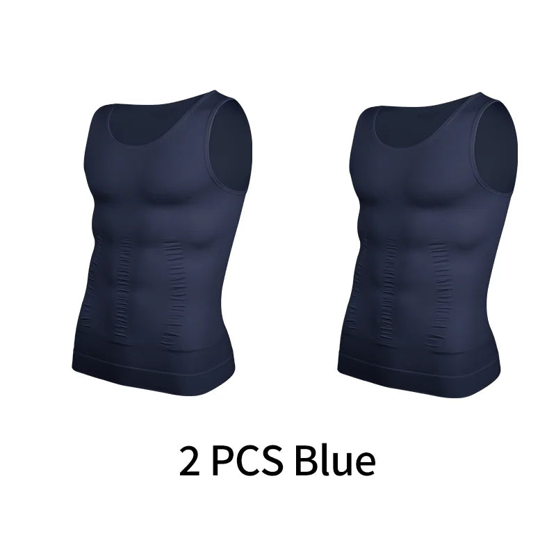 Chaleco moldeador de cuerpo adelgazante para hombre, camisa Abs para Abdomen, entrenamiento de gimnasio delgado, Control de barriga, camiseta sin mangas de compresión, ropa moldeadora sin mangas