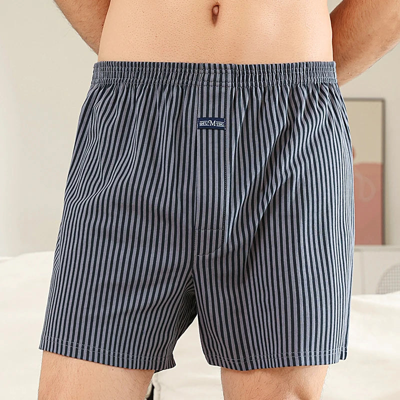Pantalones de pijama a cuadros de algodón 100% para hombre, pijamas elásticos cómodos con cintura ancha, pantalones cortos para dormir, pantalones PJ con tapeta de botones, pijama para hombre