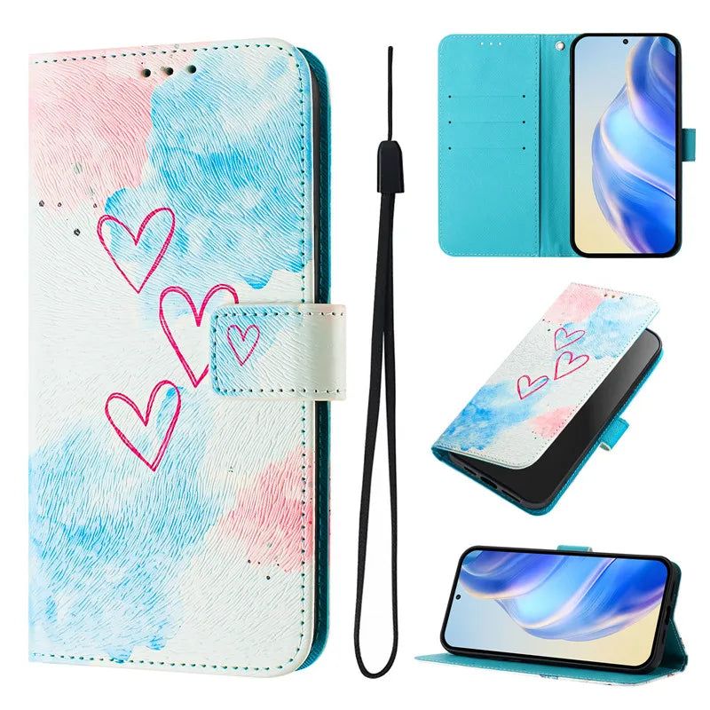 13 Funda de teléfono de cuero para iPhone 13 12 Mini 11 Pro 13Pro 12Pro Max 11Pro Coque Flip Cover Wallet fundas pintadas magnéticas gato oso