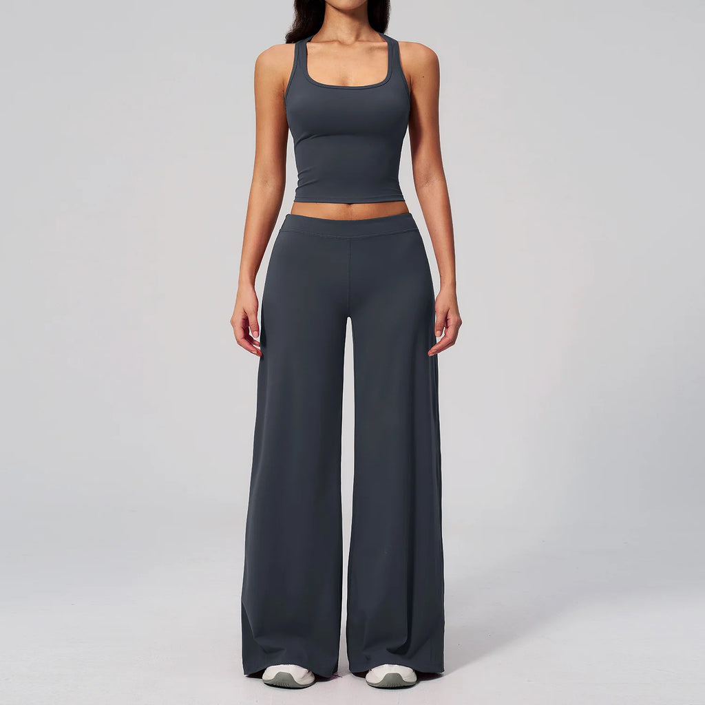 Conjunto Deportivo de Yoga para Mujer, Conjunto de Dos Piezas, Pantalones y Top, Ropa Deportiva para Gimnasio, Yoga y Entrenamiento