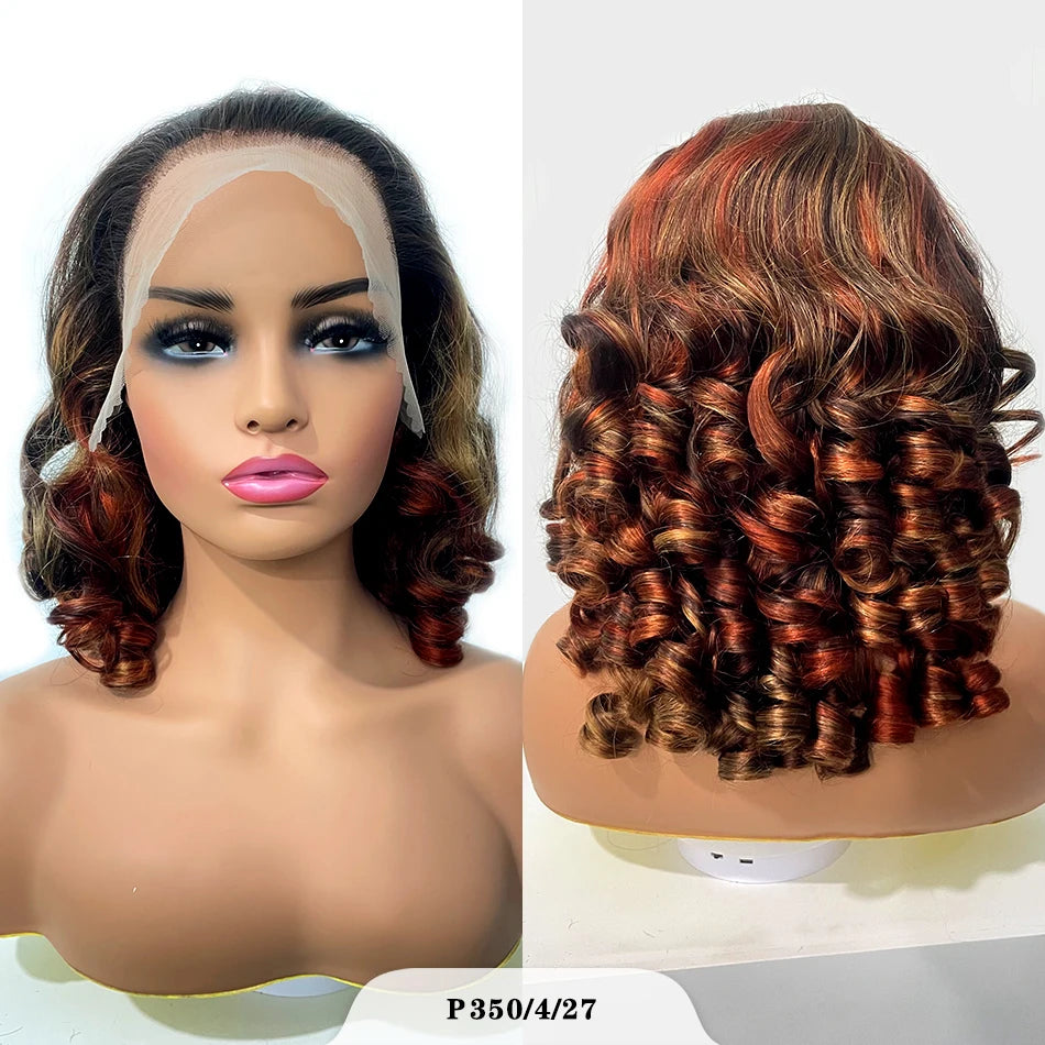 Pelucas de cabello crudo 100% vietnamita, densidad 250, ombré, doble estiramiento, rizado, onda suelta, 13x4 HD, peluca sin pegamento con encaje frontal prearrancado