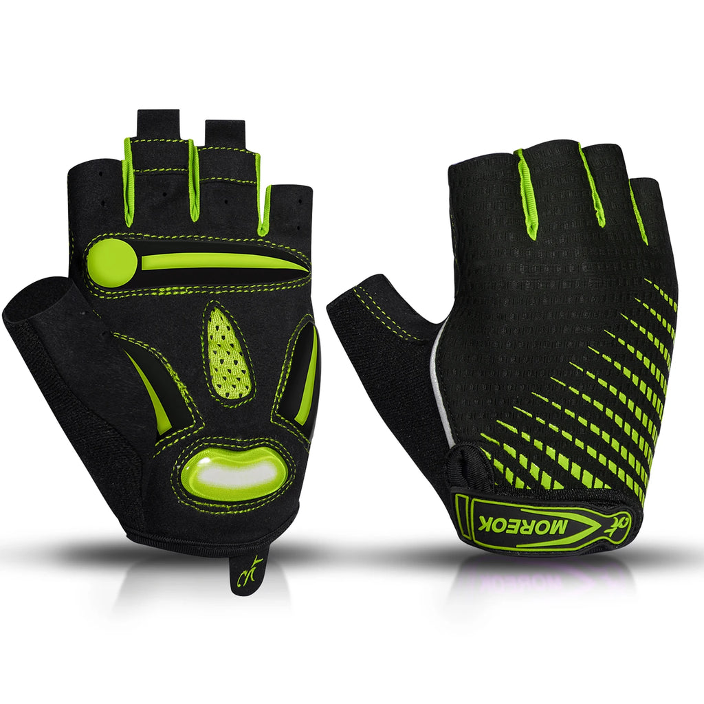 MOREOK Guantes de ciclismo, guantes de bicicleta transpirables, almohadillas de gel de 5 mm, guantes antideslizantes para bicicleta de montaña, guantes de ciclismo de carretera MTB para hombres y mujeres