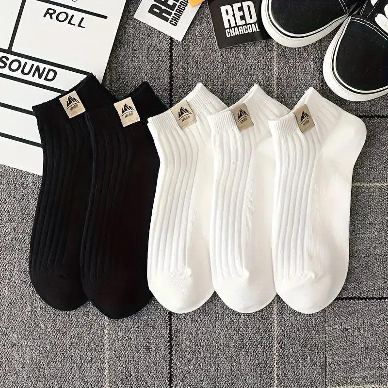 5/10 pares de calcetines casuales de alta calidad para deportes al aire libre para hombres en Color blanco y negro calcetines cómodos y suaves para hombres
