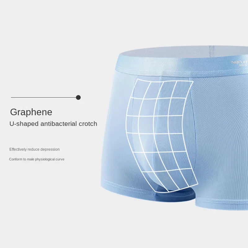 4 Uds Boxer Shorts ropa interior de seda de hielo para hombre calzoncillos masculinos transpirables bragas finas sexis lencería convexa en U lotes al por mayor L-6XL
