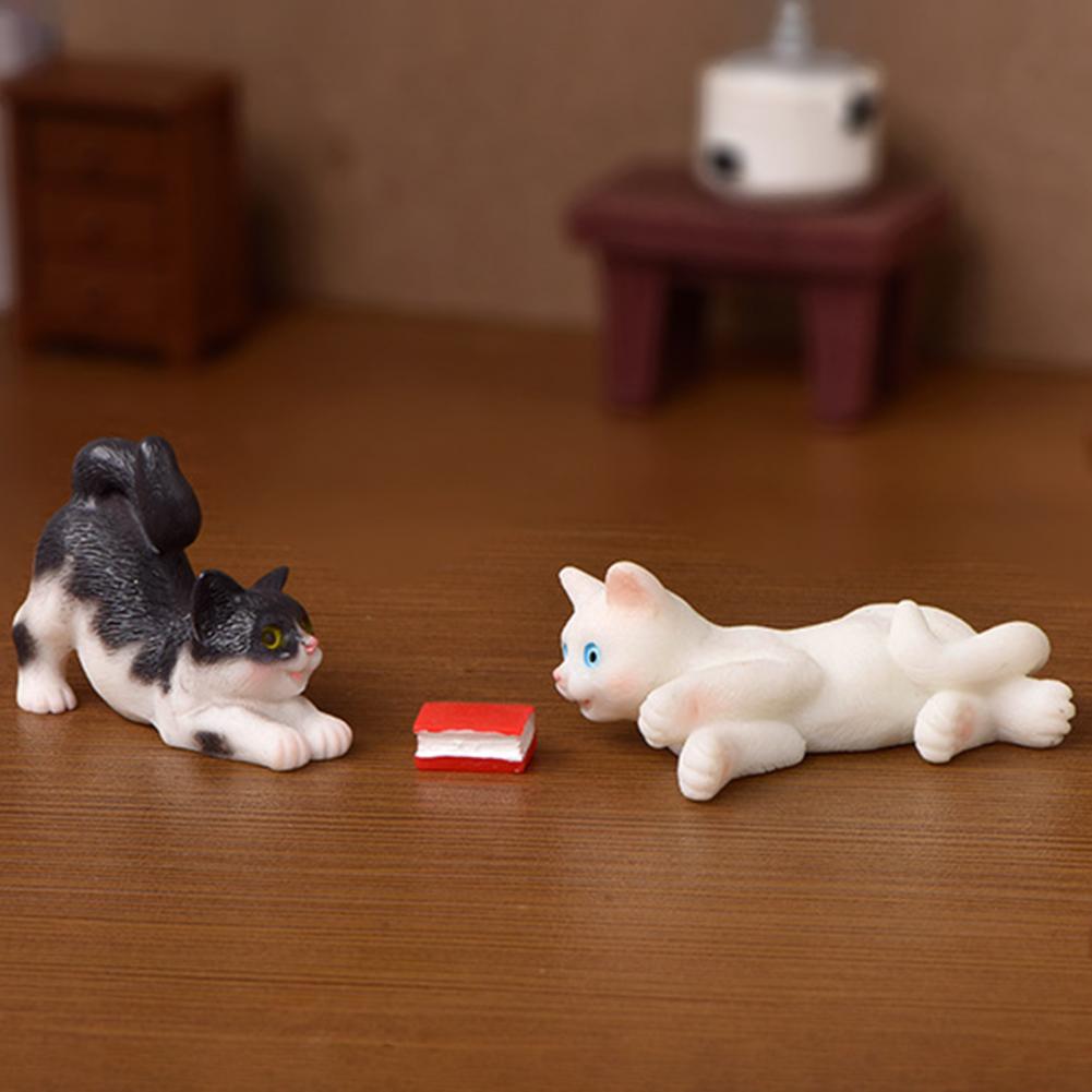 Mini adorno de gato Kawaii, estatua de gatito de jardín, regalo para niños, miniaturas, familia de gatos, figuritas decorativas, artesanías de gatos bonitos