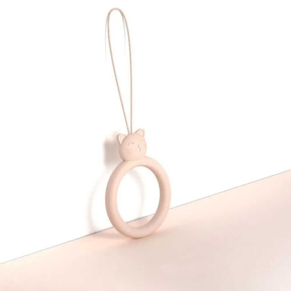Cordón de anillo de silicona con forma de gato para teléfono móvil, colgante corto de dibujos animados, disco en U creativo, novedad