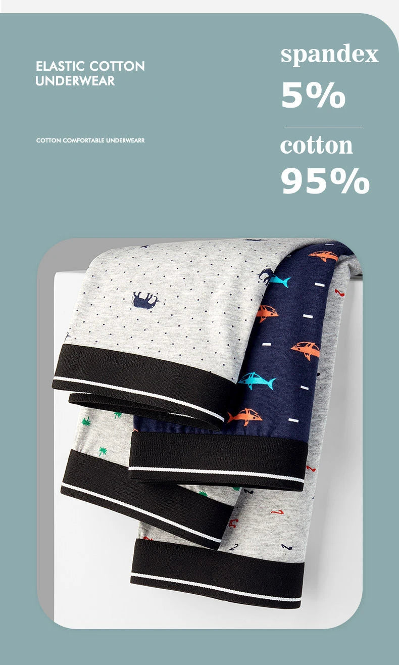 Calzoncillos de algodón para hombre, ropa interior Sexy, transpirable, de marca, 4 piezas