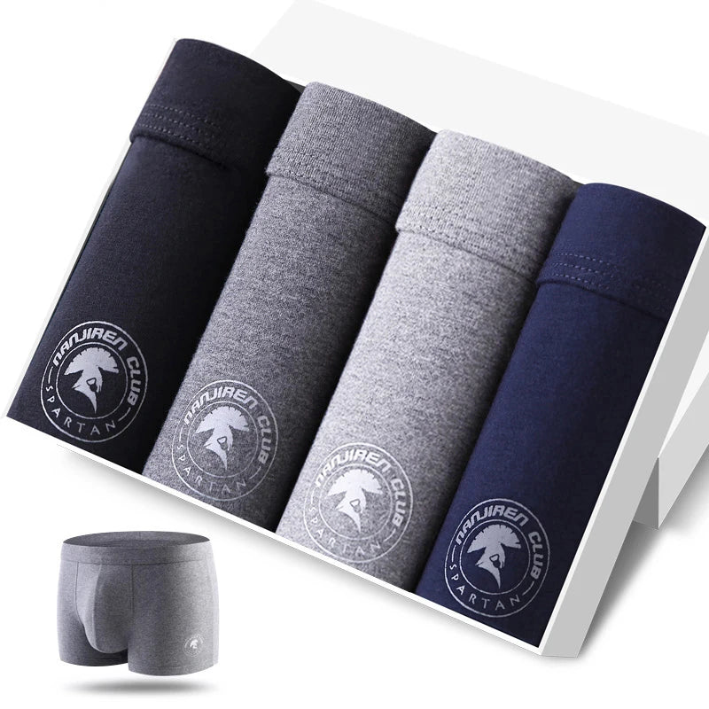 Calzoncillos de algodón para hombre, ropa interior Sexy, transpirable, de marca, 4 piezas