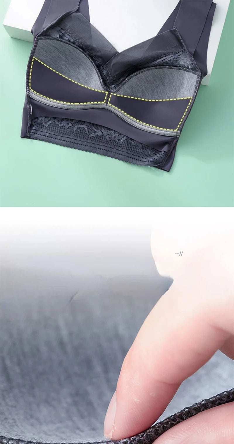 L-6L sujetador grande para mujer, Push Up de seda helada, Bralette superior sin costuras, sujetadores de encaje inalámbricos para verano, Top de talla grande, lencería, ropa interior 15019