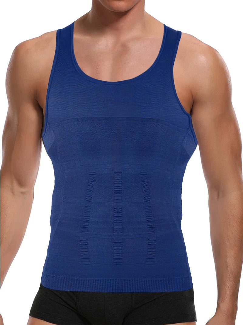 Chaleco moldeador de cuerpo adelgazante para hombre, camisa Abs para Abdomen, entrenamiento de gimnasio delgado, Control de barriga, camiseta sin mangas de compresión, ropa moldeadora sin mangas