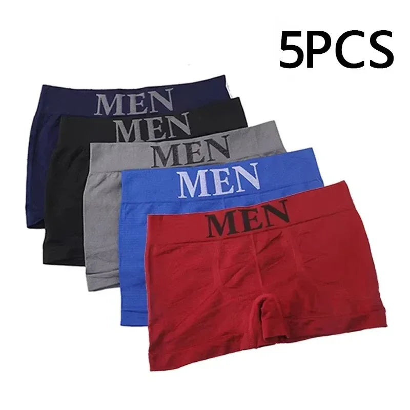 Calzoncillos tipo bóxer para hombre, ropa interior transpirable de alta elasticidad, pantalones cortos elásticos de algodón suave, bragas cómodas de color liso, 5 uds.
