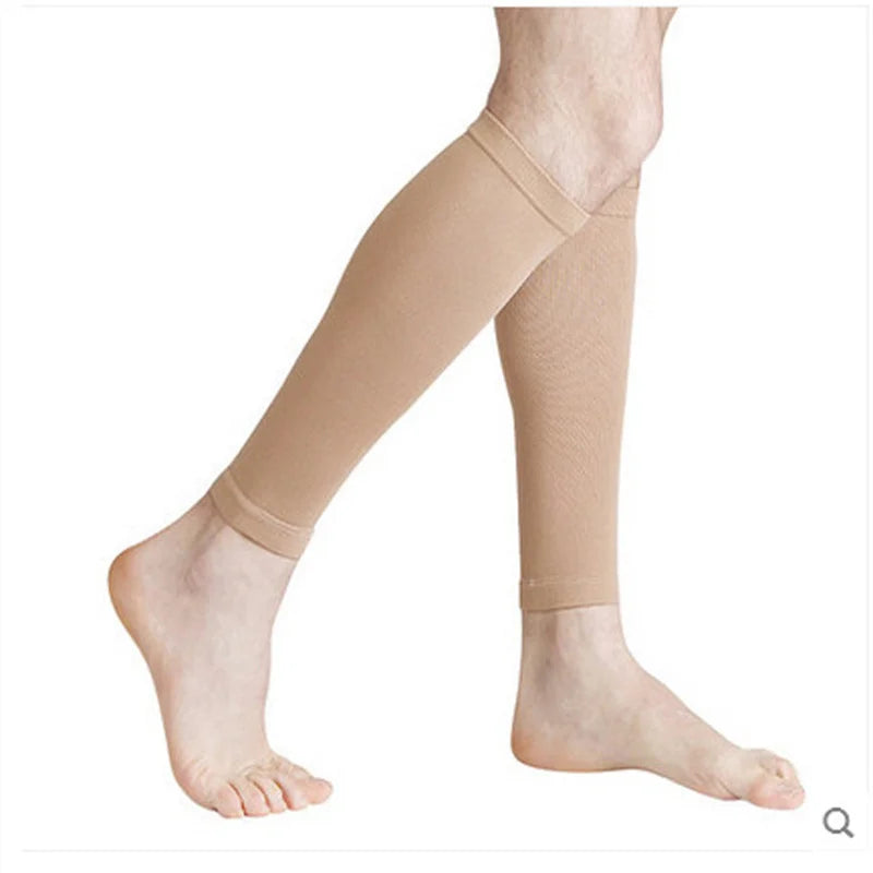 1 par de mangas de compresión para pantorrilla, calcetines de compresión para pierna para correr, férula para espinilleras, para hombres y mujeres, 20-30mmHg